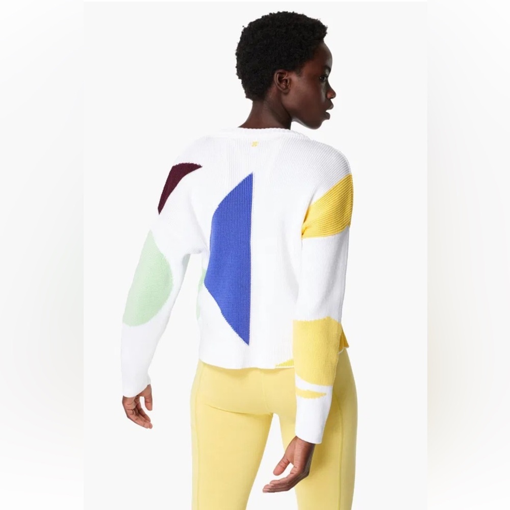 Sweaty Betty Sweater Womens Flash Dance Cotton Knit Pullover Color Block M - Picture 2 of 12